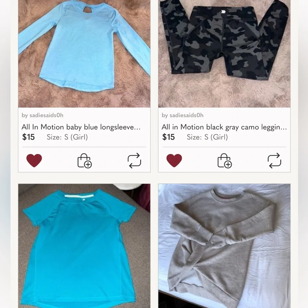 All In Motion youth small athleisure sports play casual workout clothes set of 4